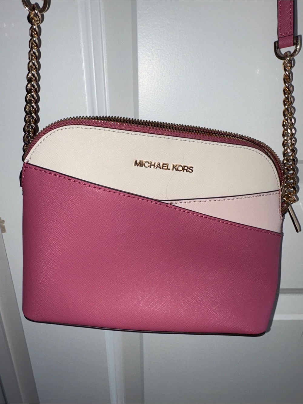 Michael Kors Pink, Light Pink and Cream Colorblock Crossbody and Wallet